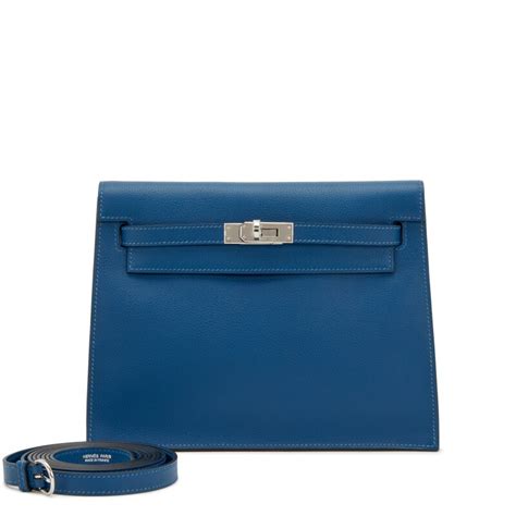 Hermès Deep Blue Calfskin Kelly Danse II Palladium Hardware, 